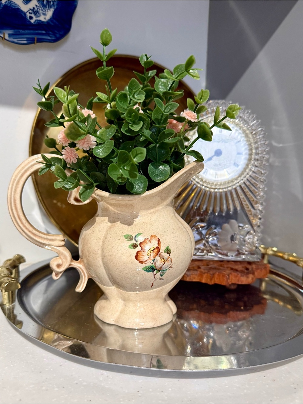 1982 Handmade Ceramic transfer-ware Pitcher